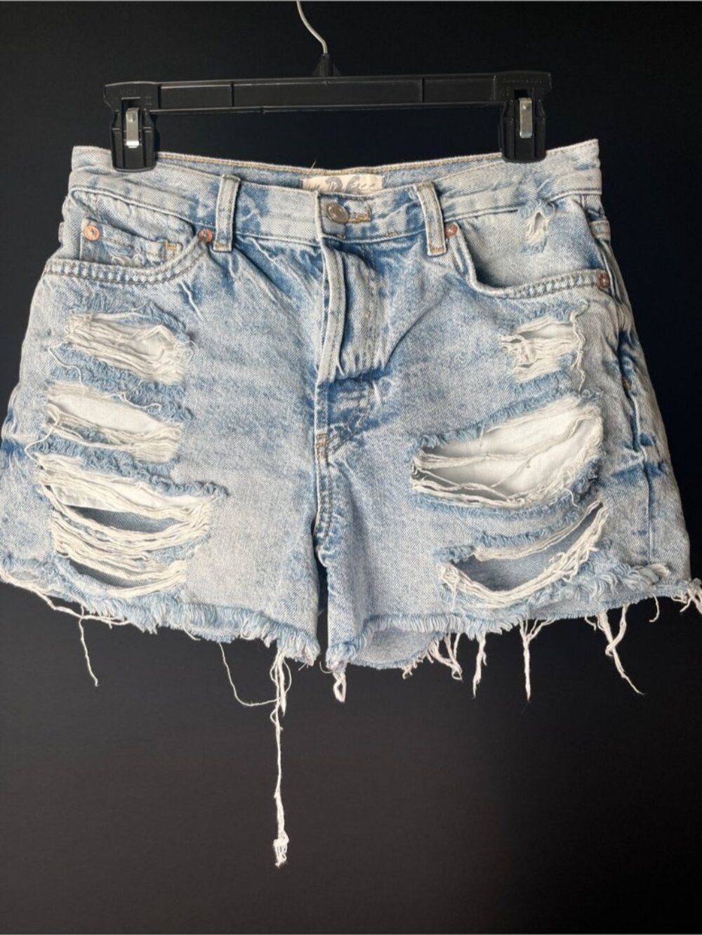 We The Free Light Blue Distressed Denim Shorts